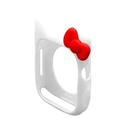 Nenis Cartoon Soft Silicone Protective Frame Anti-Scratch Cover| Case Mouse - Kitty Ears Compatible with Apple Watch Series 8, 7, 6, 5, SE (Red - White, 41mm)
