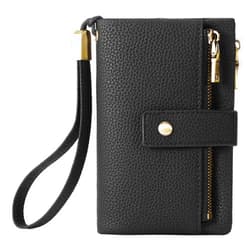 SENDEFN Small Wallet for Women Leather RFID Blocking Wristlet Wallet Credit Card Holder with Double Zipper Coin Purse Ladies Bifold Purse