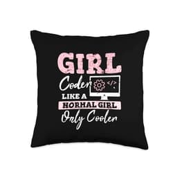 ABCComputer Software Engineer Apparel Funny Girl Coder Computer Programming Code Web Developers Throw Pillow, 16x16, Multicolor