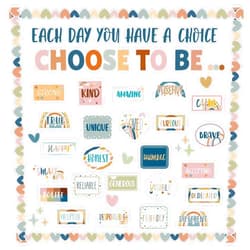 Naozinebi Boho Motivational Bulletin Board Set Inspirational Decoration for Classroom Motivational Posters Choose to Be Positive Accent Cutouts Boho Rainbow Bulletin Boards for Teachers School Wall Supplies