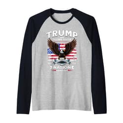 BizzyflyUSA Freedom Fighter Trump Patriotic Eagle USA Flag Raglan Baseball Tee