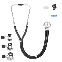 SCIAN Stethoscope Sprague Rappaport for Doctors, Nurses, Med Students, and Home Use, Multi-Functional Cardiology Stethoscope Dual Head with Adult, Pediatric, and Infant Convertible Bell (Black)