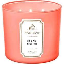 Bath & Body Works White Barn Peach Bellini 3 Wick Scented Candle with Essential Oils 14.5 oz / 411 g