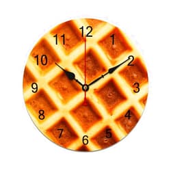WengBeauty Waffles Wall Clock 10 Inch Battery Operated Non Ticking Silent Quartz Analog Rustic Farmhouse Round Clock Retro Decor for Home Kitchen Living Room Bathroom