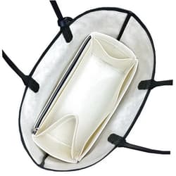 Divitize Premium Bag Organizer fits Saint Louis PM Bag Organizer and St Louis GM Tote Bag Insert, Handmade 2mm Double Layered Oval Shaped Felt Snug Sturdy Silver Zipper (For St Louis PM, Beige)
