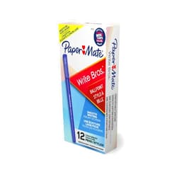 Paper Mate Write Bros Ballpoint Pens, Medium Point (1.0mm), Blue, 12 Count (3311131)
