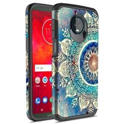 Rosebono Moto Z3 Case, Moto Z3 Play Case, Rosebono Slim Hybrid Dual Layer Graphic Fashion Colorful Cover Armor Case for Motorola Moto Z Play 3rd Generation (Green Mandala)