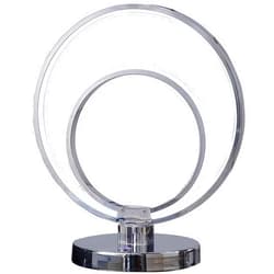 Benzara Benjara BM309052 14 in. Modern Ring LED Light Table Lamp with Round Metal Base Chrome & Silver