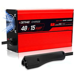 CETIHIO New 48 Volt 15 Amp Golf Cart Battery Charger for EZGO RXV&TXT, Smart 48V Battery EZGO Charger with Trickle Charger 5.0, 900W 15A Golf Cart Charger with Triangle 3-Pin Style Plug, 4-6 Hour Full Charge