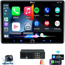PLZ Single Din Car Stereo Wireless Apple Carplay Android Auto Radio, 10.1