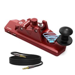 Putikeeg Mini CW Key Morse Radio HAM Big Double Paddle Morse Code Key Aluminum Alloy Body with Speaker Base Red