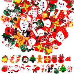 Blulu 100 Pieces Christmas Resin Charms for Crafts Flatback Slime Charm Beads Resin Supplies Mini Xmas Embellishments Crafts Decorations for DIY Scrapbooking Jewelry Cell Phone Case(Santa Claus)