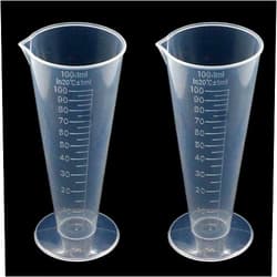 YXQ 100mL Plastic Graduated Measuring Cup Capacity Beaker Cone Shape Round Base Labs Kitchen Clear, 2Pcs