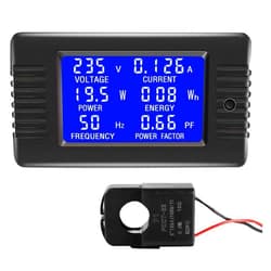 CrocSee AC 80-260V 100A CRS-022B LCD Display Digital Current Voltage Power Energy Frequency Power Factor Multimeter Ammeter Voltmeter with 100A Split Core Current Transformer