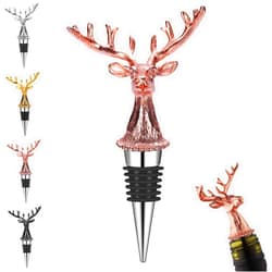 Berglander Rose Gold Deer Head Wine Stopper, Titanium Rose Gold Plating Zinc Alloy Champagne Stoppers, Wine Corks Trolleys, Great Gifts for Friends, Lovers, Husbands, Wife