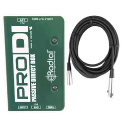 Radial Engineering Radial ProDI 1 Channel Passive Instrument Mono Direct Box with Custom Transformer with Senor Microphone Cable