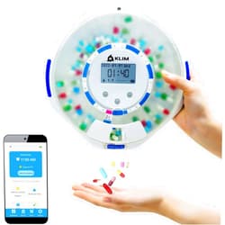 KLIM Smart Pill Dispenser Machine with Alarm + WiFi App Monitoring + 28 Day Medicine Dispenser + Automatic Pill Dispenser for Elderly with Alarm & Alzheimers Care + Lock Key + NEW 2024