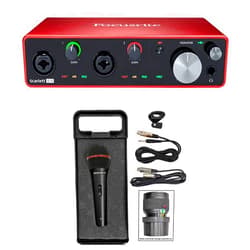 VVR FOCU Focusrite SCARLETT 4I4 3rd Gen 192KHz USB Audio Interface Bundle with Microphone, Cable, Case ( 2 Items)