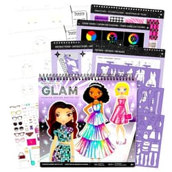 Fashion Angels Glam Fashion Sketch Set, Includes Sketch Pad with Stencils & Stickers, Fashion Design Sketch Book for Girls, Ideal Drawing Kit for Kids