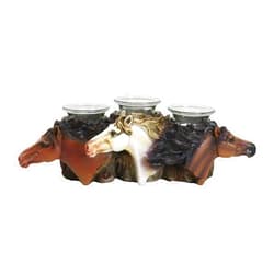 Ebros Gift Rustic Western Cowboy 3 Chestnut Brown and White Mustang Horses by Tree Logs Trio Votive Tea Lights Candle Holder Decorative Figurine Country Accent T-Lite Candleholders