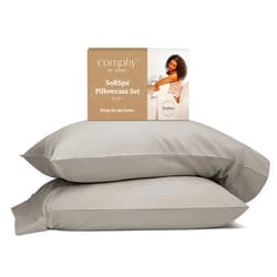 Coop Home Goods Comphy SoftSpa Pillowcase Set of 2, Dove Grey Super Soft Pillow Cases King, Luxury Spa, Breathable, Hotel Quality Pillow Cases