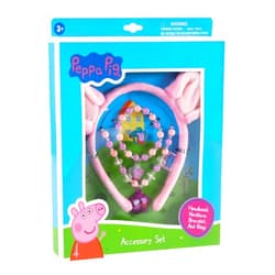 LUV HER Peppa Pig Headbands For Girls - Kids Jewelry for Girls - Dress Up Set All in one Giftable Box - Headband - Play Jewelry Set - 4pc (Toddler Headband, Necklace, Dress Up Bracelet, Ring) Ages 3+