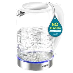 Cosori Electric Kettle, No Plastic Contact With Water, Wide Mouth For Easy Cleaning, Auto Shut Off, 1.7L Tea Kettle & Hot Water Boiler, Water Heater & Teapot, Borosilicate Glass, White, 1500W
