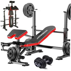 OPPSDECOR 900LBS All in One Weight Bench Set with Squat Rack Adjustable Workout Bench with Leg Developer Preacher Curl Rack Fitness Strength Training Bench for Home Gym