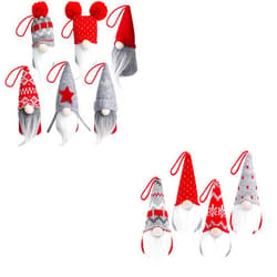 D-FantiX Handmade Swedish Tomte Gnome Christmas Ornaments Set of 6 & Gnome Christmas Ornaments Set of 4 Tree Hanging Decoration