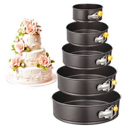 KANIXUM Springform Cake Pan Set of 5, Non-stick Cheesecake Pan with Removable Bottom, Circle 3 Tiered 4