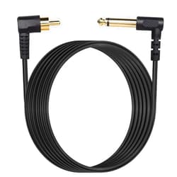 RIIEYOCA 90 Degree Right Angle RCA to 1/4 Inch Audio Cable, Gold Plated 6.35mm TS Mono Male to RCA Male Patch Cord (Black,2m)