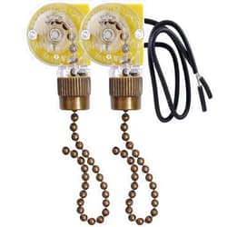 Akahttbn Ceiling Fan Light Switch Zing Ear ZE-109 Two-Wire With Pull Cords for Fans, Lamps and Wall Lights - Pull Chain Control Replacement On-Off, 2 Pcs Bronze