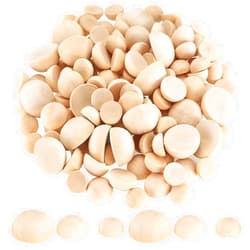 Bnnrjia 200 Pcs Half Wooden Beads, Unfinished Natural Split Wood Balls, 12mm/15mm/20mm Small Half Round Decorative Wooden Craft Beads Balls for Paint DIY Craft Kids Arts Toy Home Party Decoration