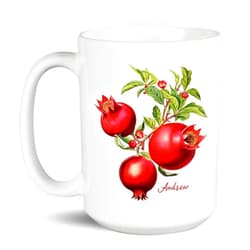 ELPSTORE Personalized Pomegranate White Mug 11 Oz 15 Oz, Customized Name Pomegranate Coffee Mug Cup Gift For Friend, Pomegranate Fruit Tea Cup Gifts, Novelty Fruit Coffee Mug, Gift For Fruit Lover