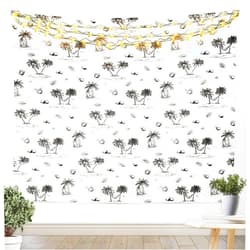 Homewish Grey Coconut Tree Tapestry,Palm Leaves Floral Nature Wall Hanging Art for Kids Girls Boys Home Room Decor,Tropical Holiday Style Wall Blanket,Romantic Hawaii Theme Porch Hangings,51.2x59.1