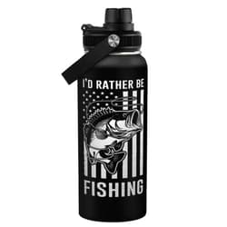 SANDJEST Fishing Water Bottle - 32oz Stainless Steel Insulated Bottles with lid - Deer Fishing Gifts for Fisherman Papa Dad Husband - Gift for Christmas Birthday Fathers Day