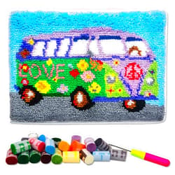LAPATAIN Latch Hook Kits DIY Crochet Yarn Kits,Flower Car Carpet Embroidery Hook Rug Kit Needlework Sets Cushion for Kids or Adults Home Decor 20x15inch