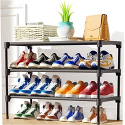 Kitsure Shoe Rack for Closet - Sturdy Shoe Organizer for Entryway and Front Door Entrance, 4-Tier Shoe Storage, Shoe Shelf, Free-Standing Closet Shoe Organizers and Storage, Black