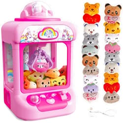 Marlrin Claw Machine for Kids, Mini Vending Machine Girls Unicorn Toys, Candy Grabber Prize Dispenser with Sound & 20 Mini Plush Toys, Electronic Arcade Game Indoor Toy for Home Party Birthday Gifts