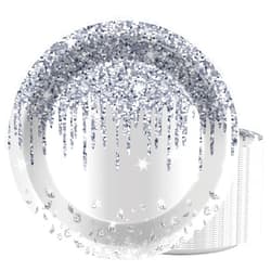 ZOIIWA 48 PCS Silver Glitter Plates for Glitter Diamonds Happy Birthday Decorations 7