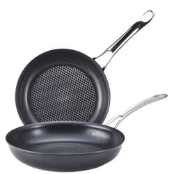 Anolon X SearTech Aluminum Nonstick Cookware Frying Pan Set, 2-Piece, Super Dark Gray