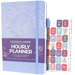 Legend Planner Hourly Schedule Edition – Deluxe Weekly & Daily Organizer with Time Slots. Time Management Appointment Book Journal for Work & Personal Life, Undated, A5 Hardcover – Periwinkle Gold