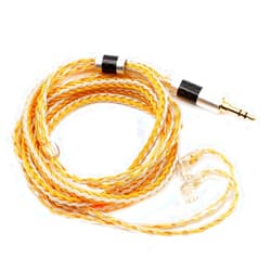 Linsoul Tripowin Zonie IEM Cable, 16 Core Silver Plated Earphone Upgraded Cords, 1.25m SPC in Ear Monitor Cable for ZS10 PRO 2 AS10 PRO ZSN PRO X Wan’er SIMGOT EM6L(Recessed 2pin, 3.5mm)(Gold)