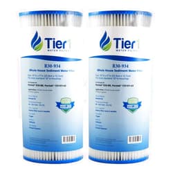 Tier1 30 Micron 10 Inch x 4.5 Inch | 2-Pack Pleated Polyester Whole House Sediment Water Filter Replacement Cartridge | Compatible with Pentek R30-BB, 155101-43, RS6, SPC-45-1030, Home Water Filter