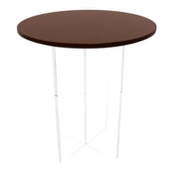 LeisureMod Valore Series Modern Side Table with Round Tabletop and Sturdy Acrylic Cross Base for Living Room and Bedroom, 20 Inch, Walnut
