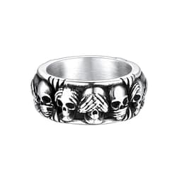 FaithHeart Skull Rings for Men Gothic Punk Stainless Steel Band Rings Biker Skeleton Thumb Ring Cocktail Party Jewelry with Gift Box