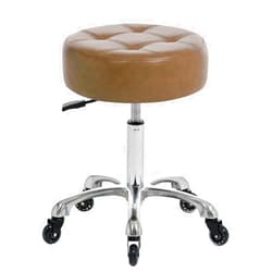 FRNIAMC Rolling Salon Stool- with Wider Comfy Round Seat- Height Adjustable Swivel Heavy-Duty Chair with Wheels for Medical Salon Esthetician Artist Studio and Home Office (with Soft Wheels, Brown)