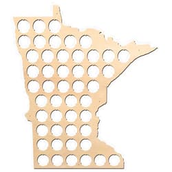 BeerCapMapShop All States Beer Cap Map Minnesota - 13x15 inches - 48 caps - Minnesota Beer Cap Holder - Birch Plywood