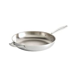 Tramontina Signature Tri-Ply Clad Stainless Steel 12-Inch Large Frying Pan with Helper Handle, Induction-Ready Skillet, Dishwasher-Safe, NSF-Certified, Made in Brazil