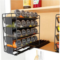 SpaceAid Pull Out Spice Rack Organizer with 20 Jars, Heavy Duty Slide Out Seasoning Organizer for Kitchen Cabinets, with 801 Labels and Chalk Marker, Right Facing
